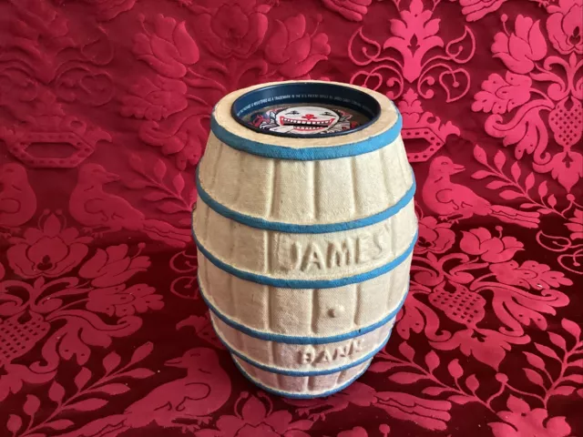 Vintage Piggy Bank James Candy Salt Water Taffy Atlantic City Paper Mache Barrel