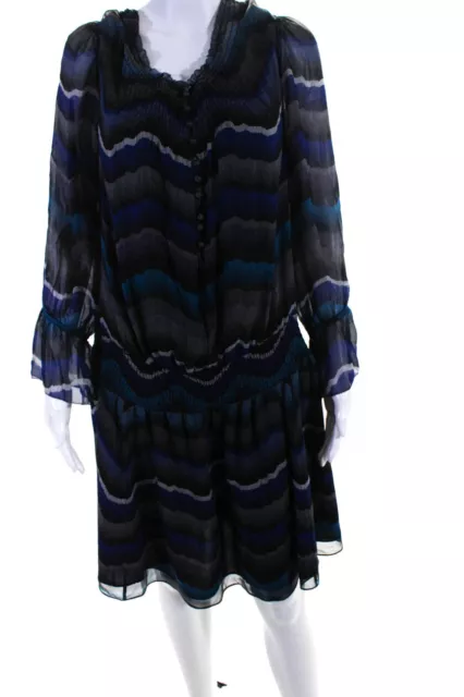 Diane Von Furstenberg Womens Silk Striped A Line Kelley Dress Blue Size 12