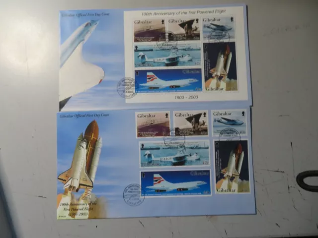 2003 Gibraltar First Day Covers Powered Flight