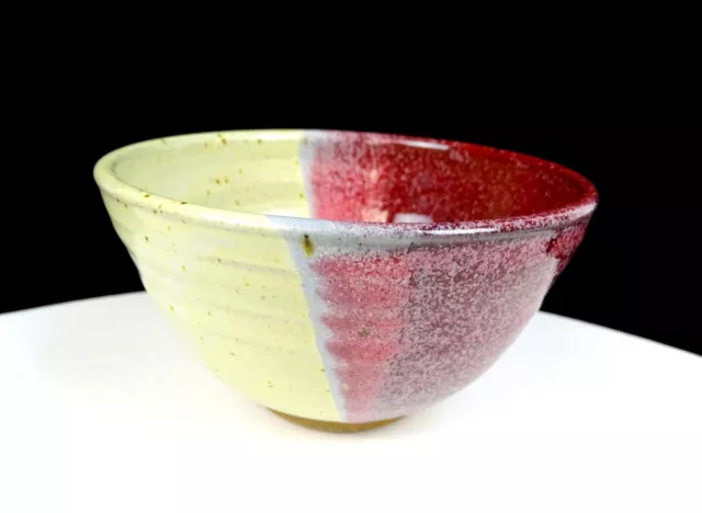 Japanese Studio Art Pottery Speckled Red & Grey Wheel-Thrown 5" Bowl