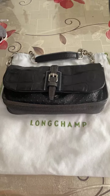 Longchamp croc embossed leather shoulder bag