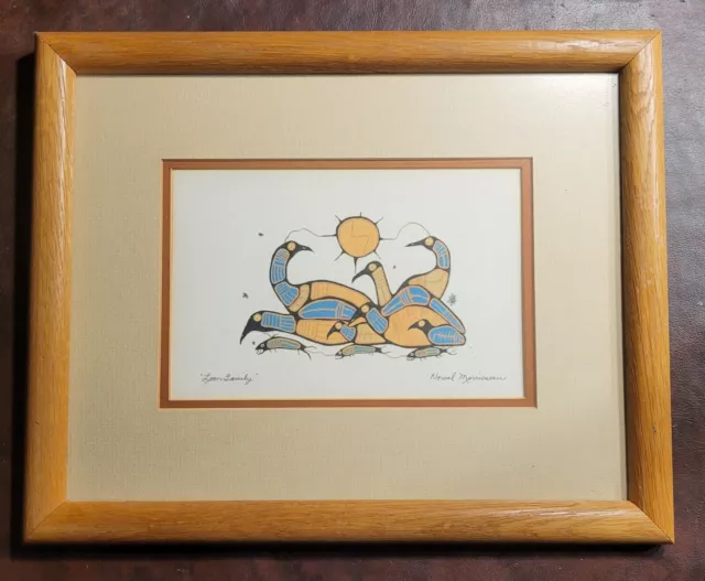Norval Morrisseau Loon Family Vintage Framed Art Print Indigenous Artist