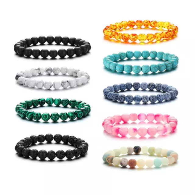 Bracelets de perles en pierre naturelle pour hommes et femmes, bijoux en...