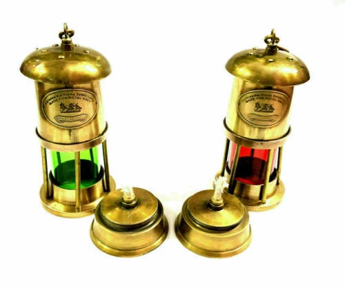 Set von 02 Lampe Laterne Öl Messing Schiff nautische kleine maritime antike...
