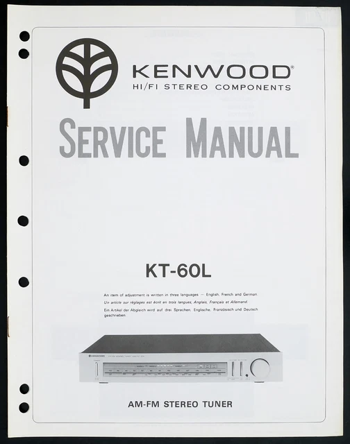 ORIGINAL KENWOOD KT60L Stereo Tuner ServiceManual/Diagram/Parts List