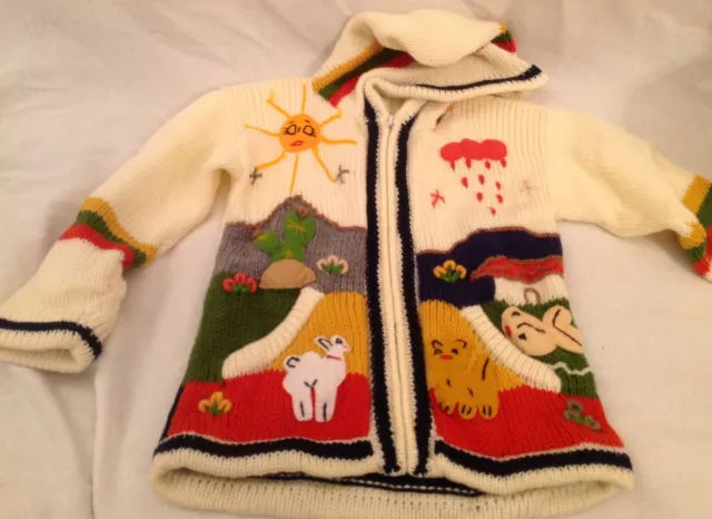 Hand knitted Alpaca Wool Children Sweaters with 3D designs