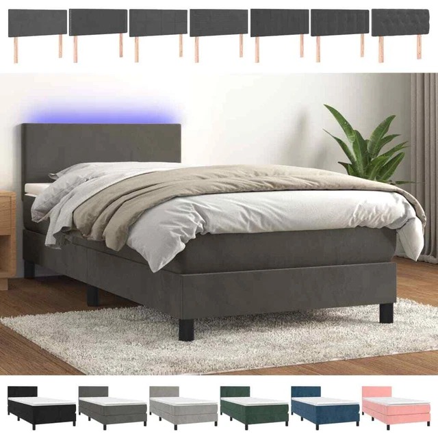 Cama box spring colchón y LED terciopelo gris oscuro 180x200 cm vidaXL