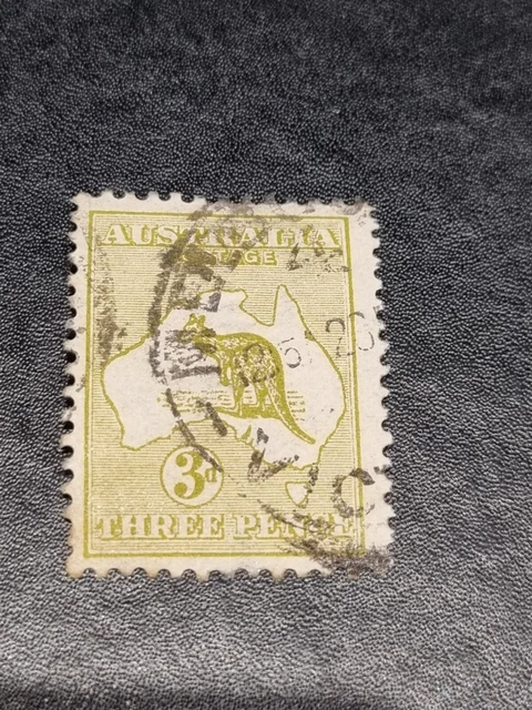 Australia Stamp Kangaroo Map 1st First Watermark 3d Olive Die I Used