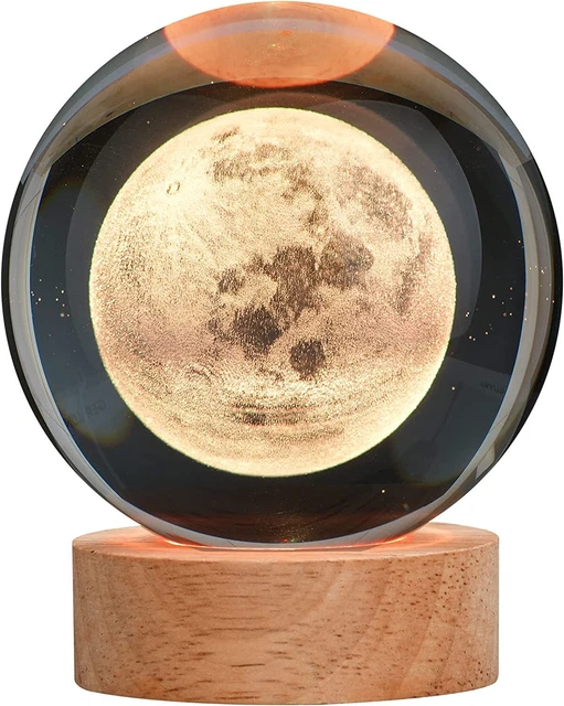 NUOVO 3D Pianeta Sfera di Cristallo USB 3D Luna Pianeta Globo Luce Notturna LED Sfera di Cristallo