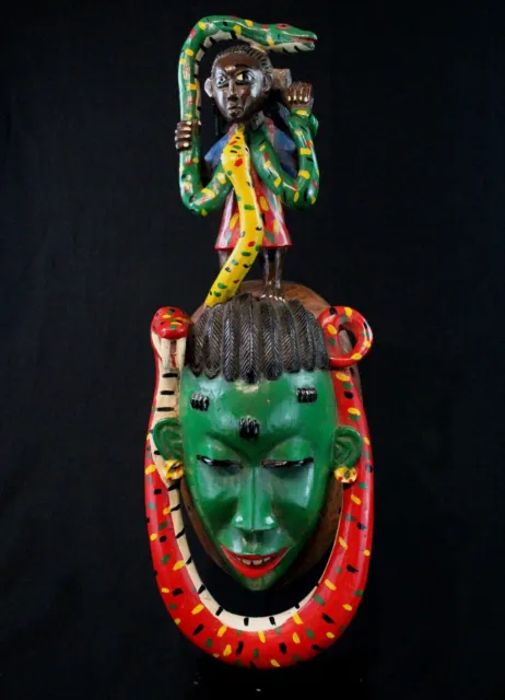 Arte África Africana Primer - Espectacular Máscara Baule Mami Wata -53,5CMS