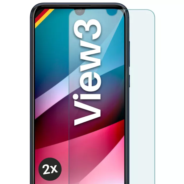 2x Echt Glas für Wiko View3 Panzerfolie Handy Hartglas Premium Displayschutz