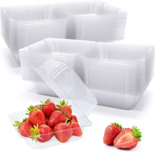 100 Pack Clear Plastic Take Out Container,Square Hinged Food Container,Dessert