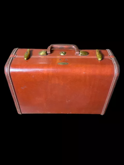 Vintage 1960's Shwayder Bros Samsonite Leather Luggage, Small Suitcase 15x10x7