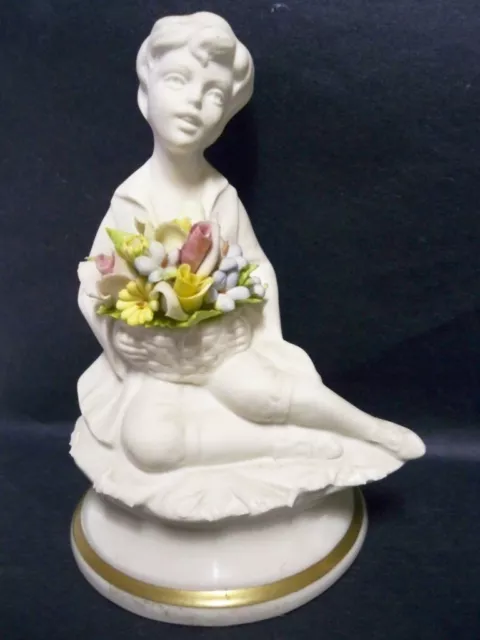 Capodimonte Porcelain Marcolin  Brothers signed Figurine of Boy with Flowers