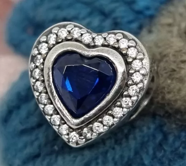 Genuine Pandora Blue Crystal Sparkling Love Charm  💕 S925 ALE