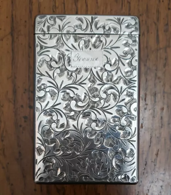 Sterling Silver .950 Cigarette Case Vintage Engraved Japanese Filter Cigs  (#007)