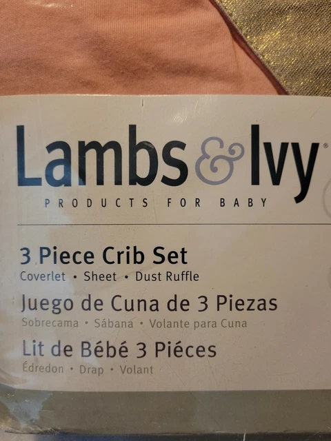 Lambs & Ivy 3 Piece Crib Set Coverlet Sheet Dust  Ruffle Baby Collection Newborn