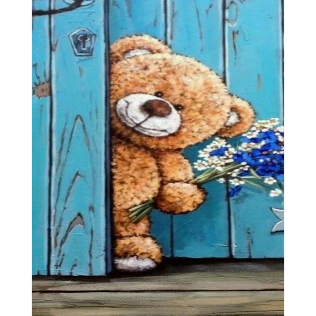 Bear by Door Oil Paint By Numbers Kit DIY Home Decoration Gift Wall Art Picture