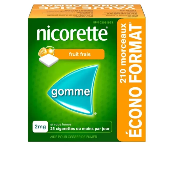 Nicorette Nicotine Gum, Quit Smoking Aid, Fresh Fruit, 2 mg, 210 Pieces