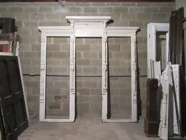 ANTIQUE CARVED WALNUT FRAMEWORK ~ BOOKCASE BACKBAR ~ 105 x 108 ~ SALVAGE