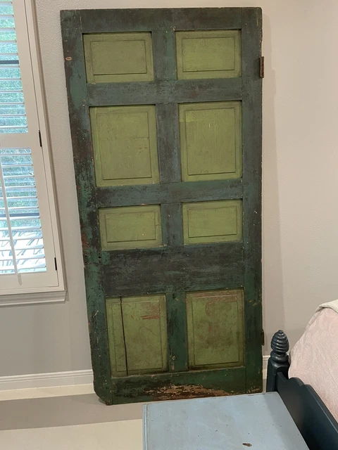Antique Chippy Paint Door, Green/blue One Side, Green/mustard Other Side