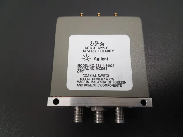 Coaxial Switch, Agilent HP 33311-60039 (33311A), SPDT SMA(f) DC-4 GHz 24 Volt