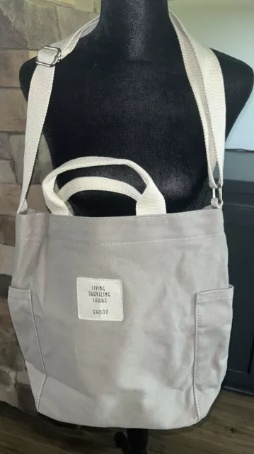 Living Traveling Share Canvas Tote/Travel Bag Zippered Closure