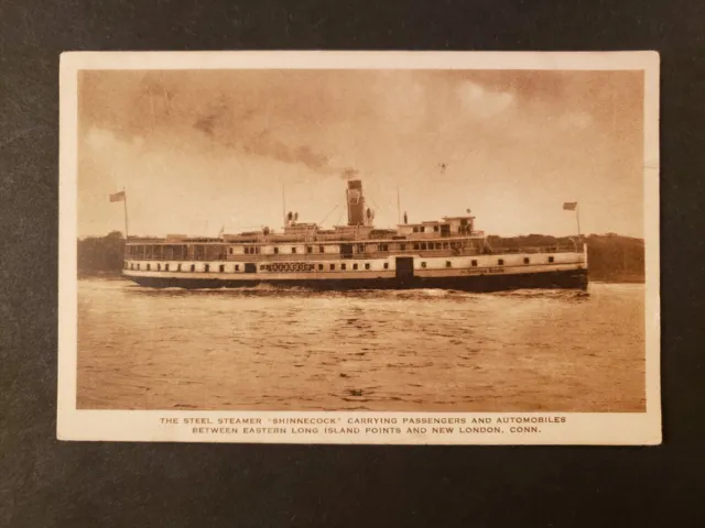 Ferry Steamer SHINNECOCK, New London, CT Naval Cover Unused Postcard
