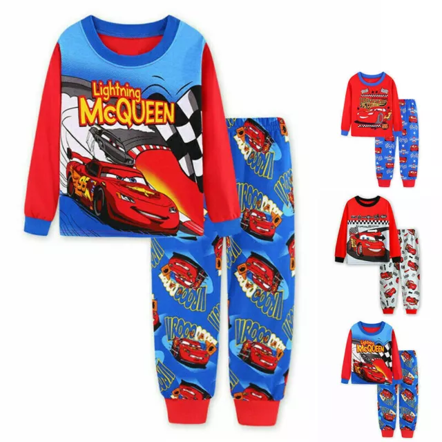 McQueen Car Kids Boys Pajamas Pyjamas Sleepwear Nightwear Long Sleeve OutfitSet우