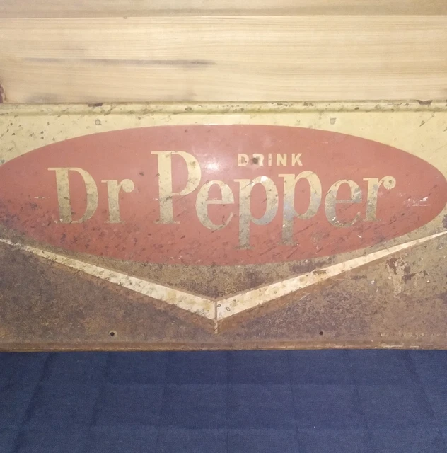 1940s Antique Drink Dr Pepper Soda Advertising Sign Rustic Old Metal Barn Sign 1940s Antique Drink Dr Pepper Soda Advertising Sign Rustic Old Metal Barn Sign
