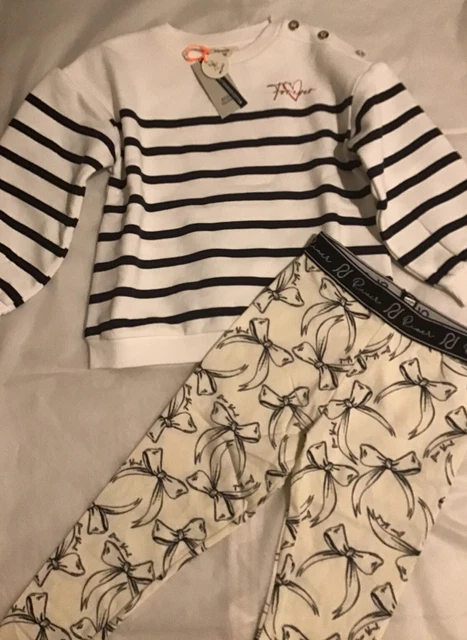 River island mini girls aged 2-3 years stripe sweat top set BNWT 10