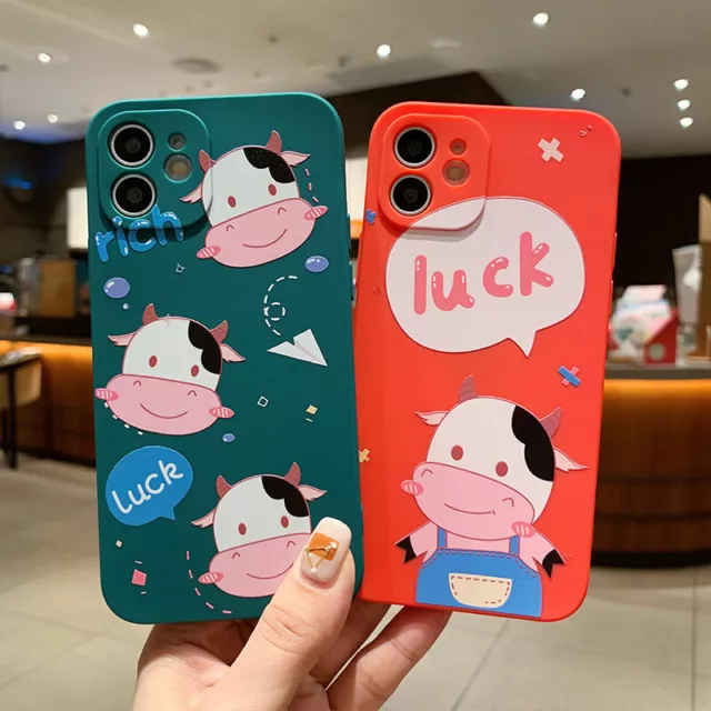 Lucky Cow Print Silicone Phone Case For iPhone 13 12 11 Pro Xs Max X Xr Plus Se