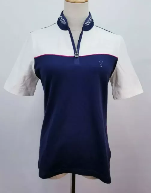 GOLFINO Golf Polo Shirt, Womens Sz 10/ML, Blue, Multi, Short Sleeve, NEW, XA7018