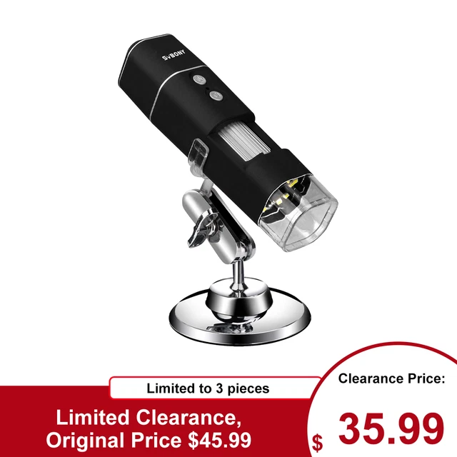 SVBONY SV606 Wireless Handheld 1000X Stepless Zoom Digital Microscope w/ Stand