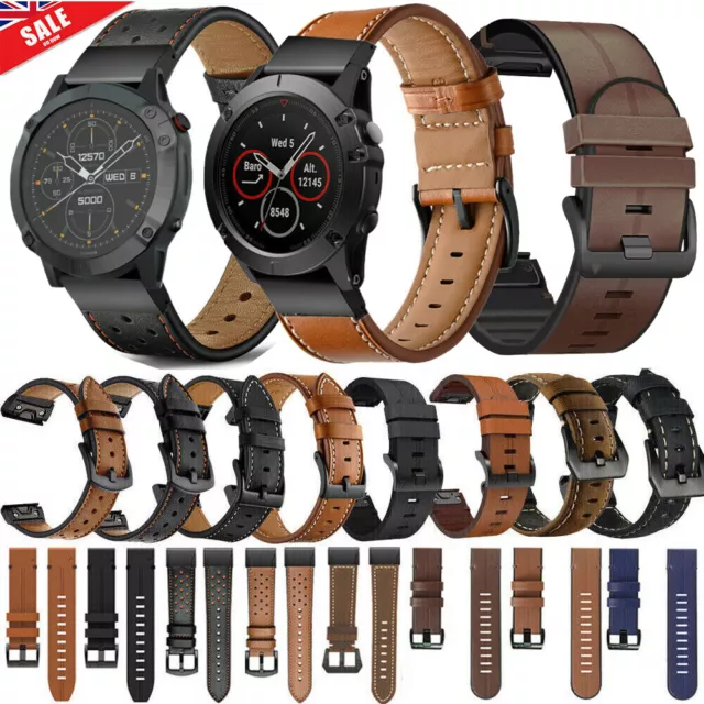 Quickfit Strap For Garmin Fenix 7 7X 6 6X Pro 5 5X Plus Epix Leather Watch Band