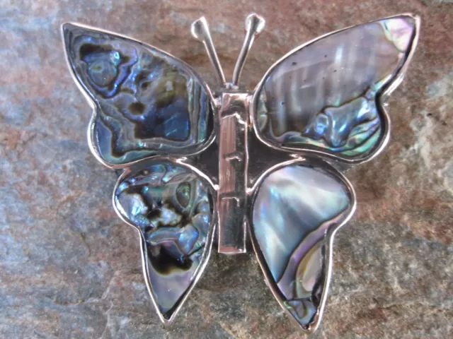 Butterfly Pacific Blue Abalone Pin/Brooch Fair Trade Hand Made in Mexico NEW ha1