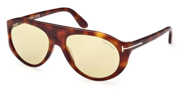Tom Ford Rex Sunglasses FT1001-53E-57 Blonde Havana Frame Brown Lenses