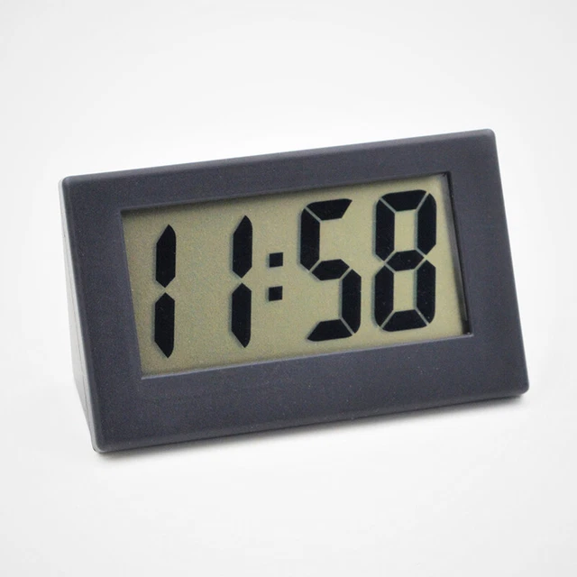 Desk Digital Clock LCD Screen Self-Adesive Stackt Car Clock Mini Time Clock  H❤W