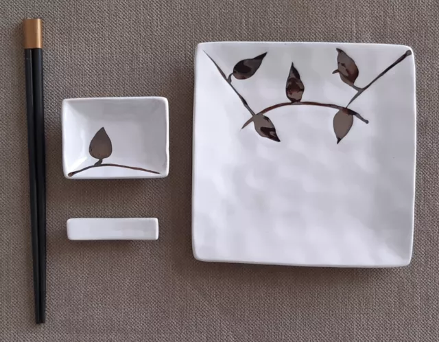 SET SUSHI in ceramica 3 pezzi con bacchette nuovo Trend Decor