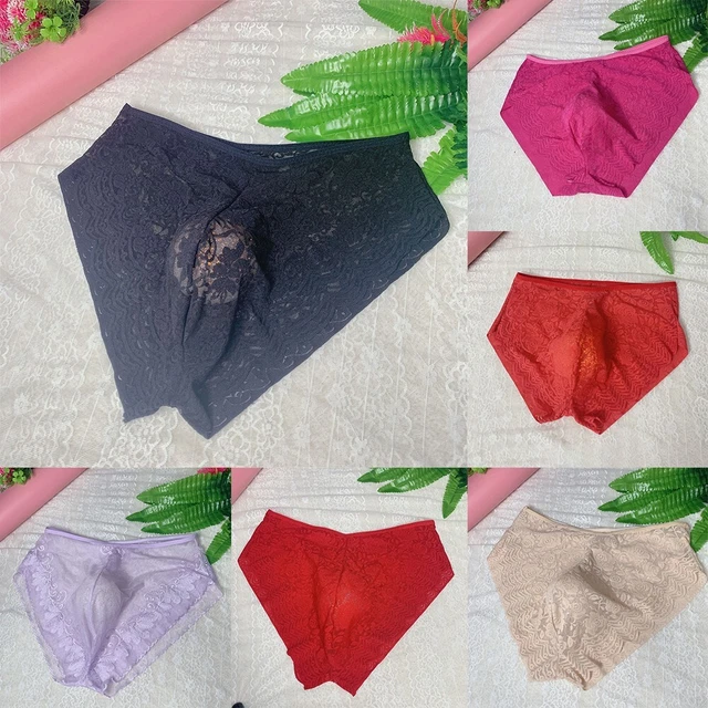Sexy Mens Briefs Bikini Panties Thong Mesh Sheer Lace Pouch G-string Underwear