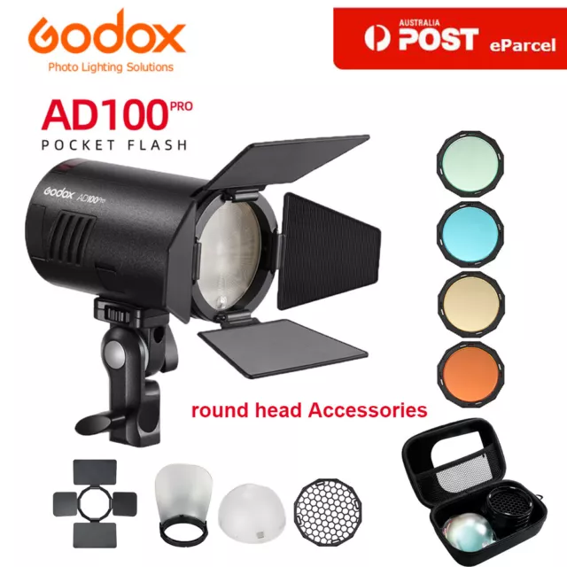 Godox AD100Pro TTL HSS Camera Pocket Flash Light with round head Accessories