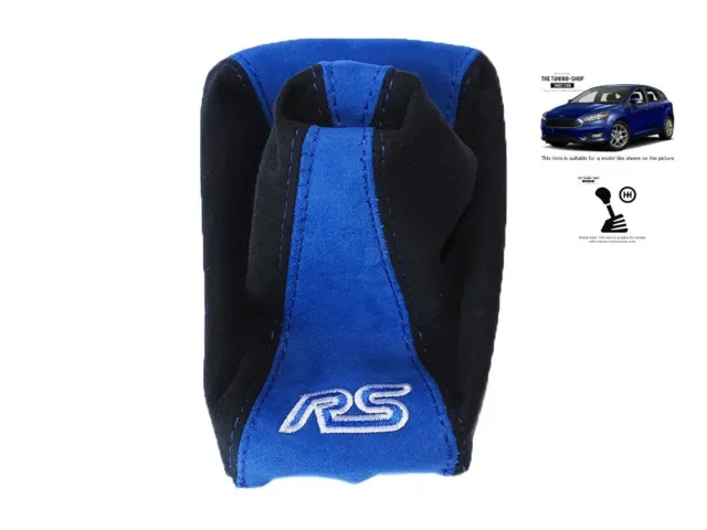 Gear Gaiter For Ford Focus MK3 2015-18 5 Speed  Blue/Black  Suede RS Embroidery