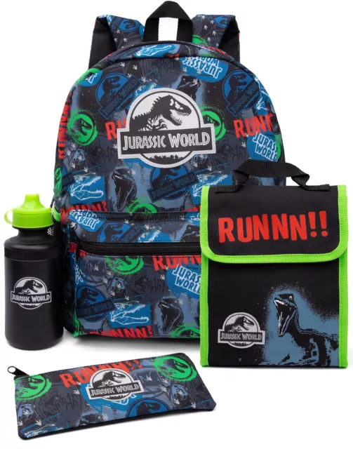 Jurassic World Mochila Set Niños 4 piezas Escuela Caja de almuerzo Botella