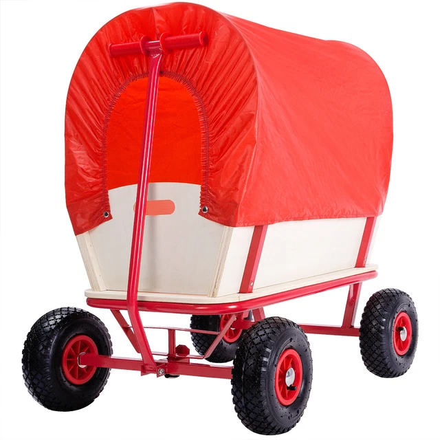 Chariot de transport avec bâche de protection amovible 172x62cm - Rouge