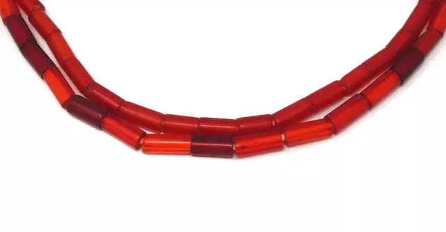 Red Translucent Cylindrical Trade Beads