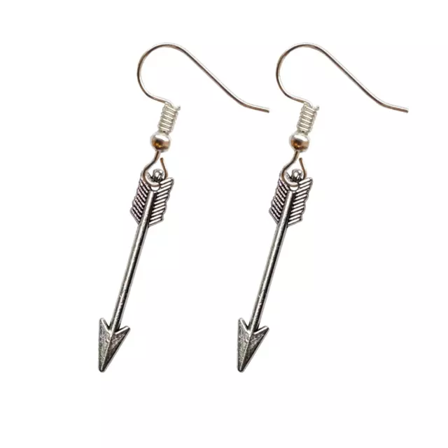 Arrow Earrings Silver Metal Bow Archer Earring Tribe Hunting Native Gift Cupid 2