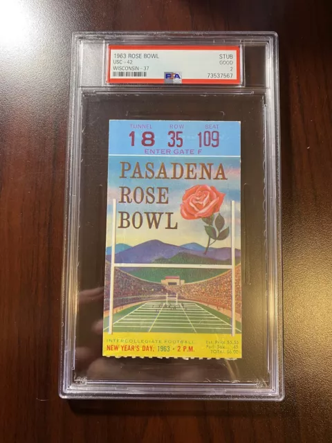 1963 Rose Bowl Game Ticket PSA 2 USC Trojans vs Wisconsin Badgers🔥