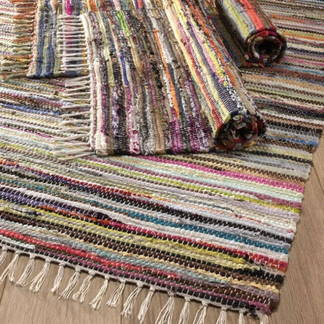 HANDMADE INDIAN CHINDI RAG RUG Recycled Cotton LARGE SMALL Woven WEAVE FLOOR MAT