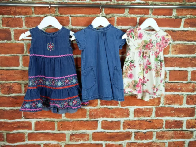 Baby Girls Bundle Age 6-9 Months Next M&S Pinafore Dress Embroidery Denim 74Cm