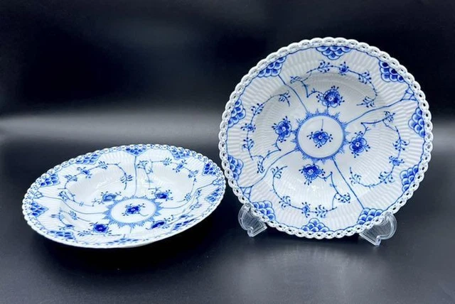 Grade Royal Copenhagen Blue Fluted Full Lace Plates